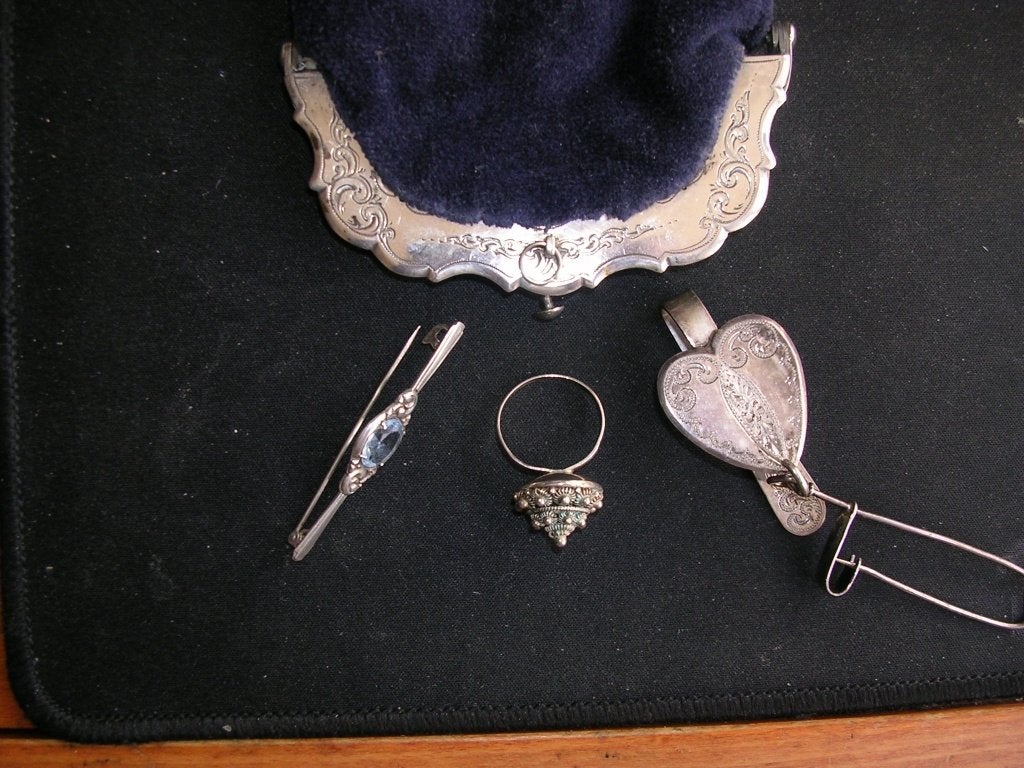 Een lotje zilveren spullen zie foto., Ophalen of Verzenden, Zilver, Ring