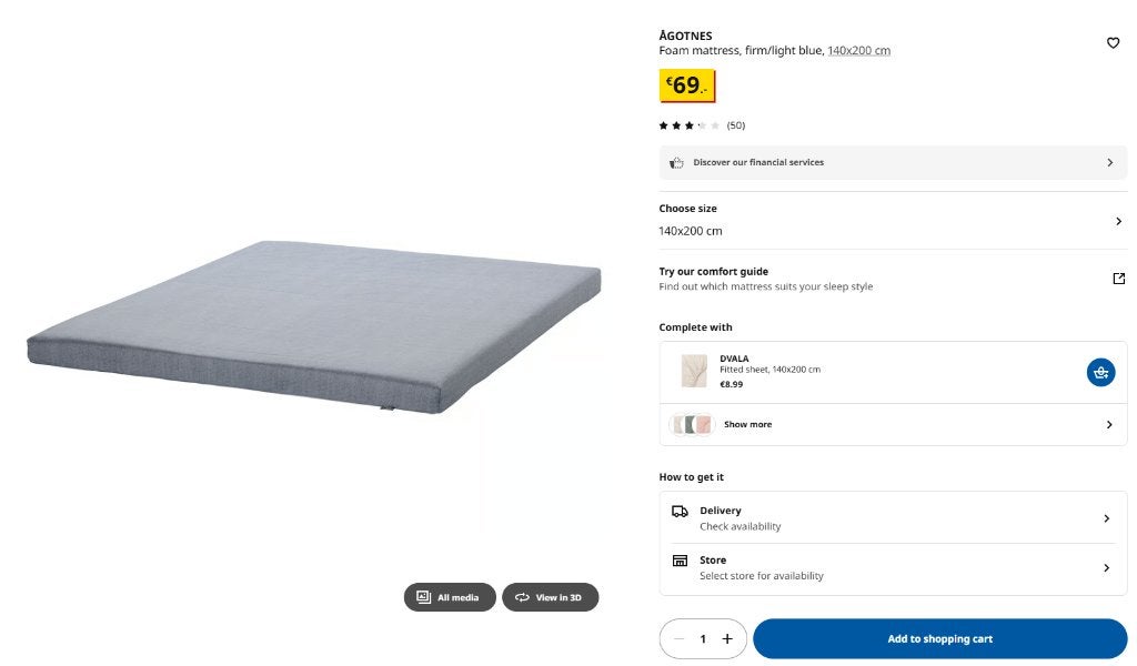 matras(140200 cm), Ophalen, Gebruikt, Eenpersoons, 140 cm