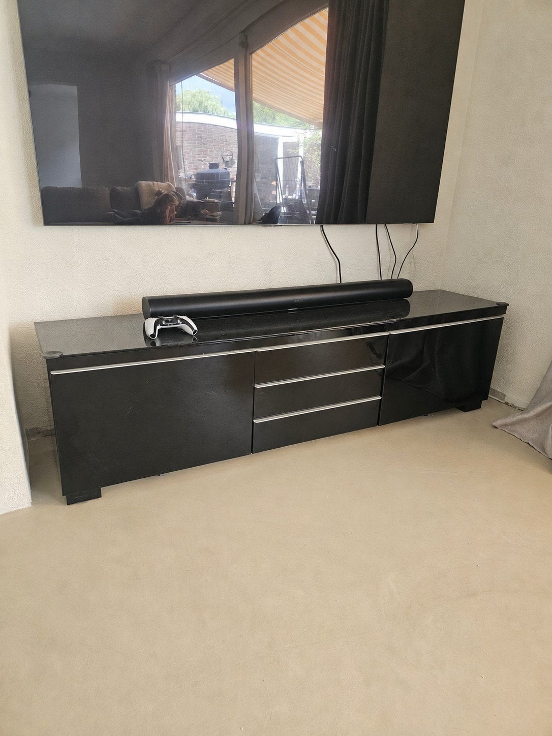 IKEA BESTÅ set, tv meubel en dressoir, Gebruikt, 150 tot 200 cm, Modern, Glanzend, 25 tot 50 cm