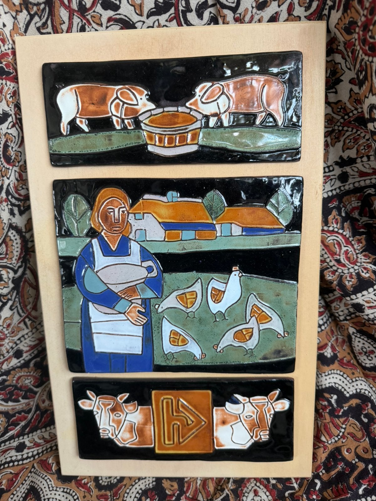 Mooie driedelige keramische tegeltableau van Henk Potter, Ophalen of Verzenden
