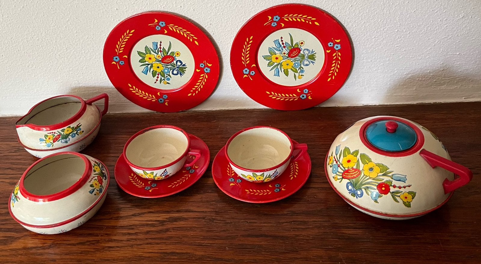 Blikken kinderserviesje. Jaren 50-60., Antiek en Kunst, Verzenden