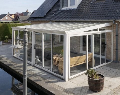 Grote aluminium serre 23 m² – 3,96 x 5,81 m – veel glas, Ophalen, Gebruikt, Serre