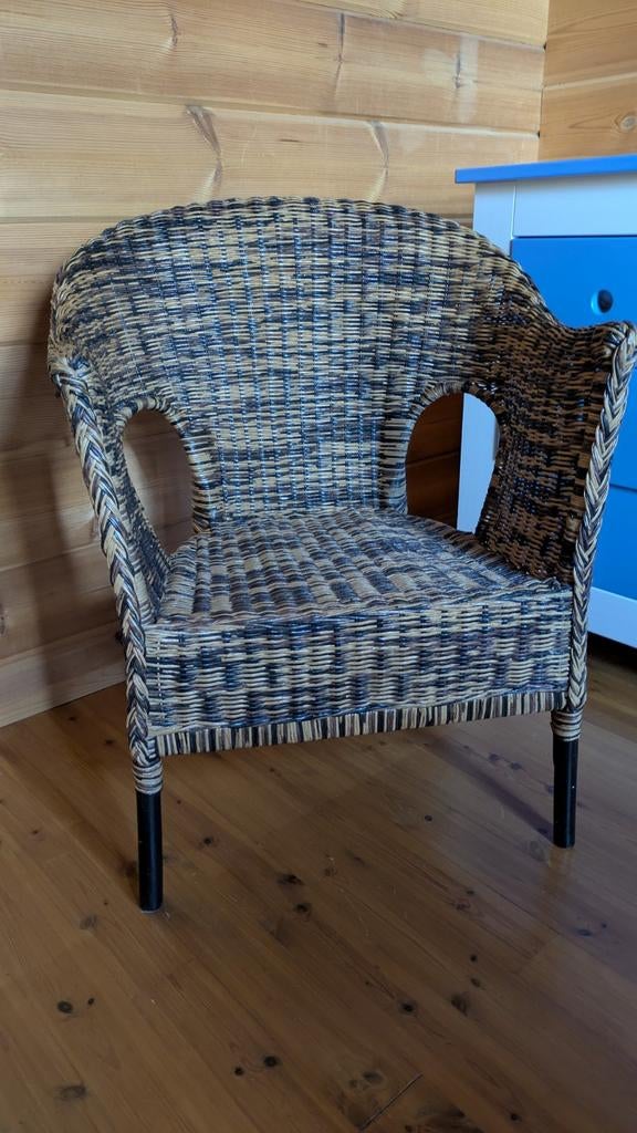 rieten stoel  in perfecte staat., Ophalen, Gebruikt, Bruin, Hout