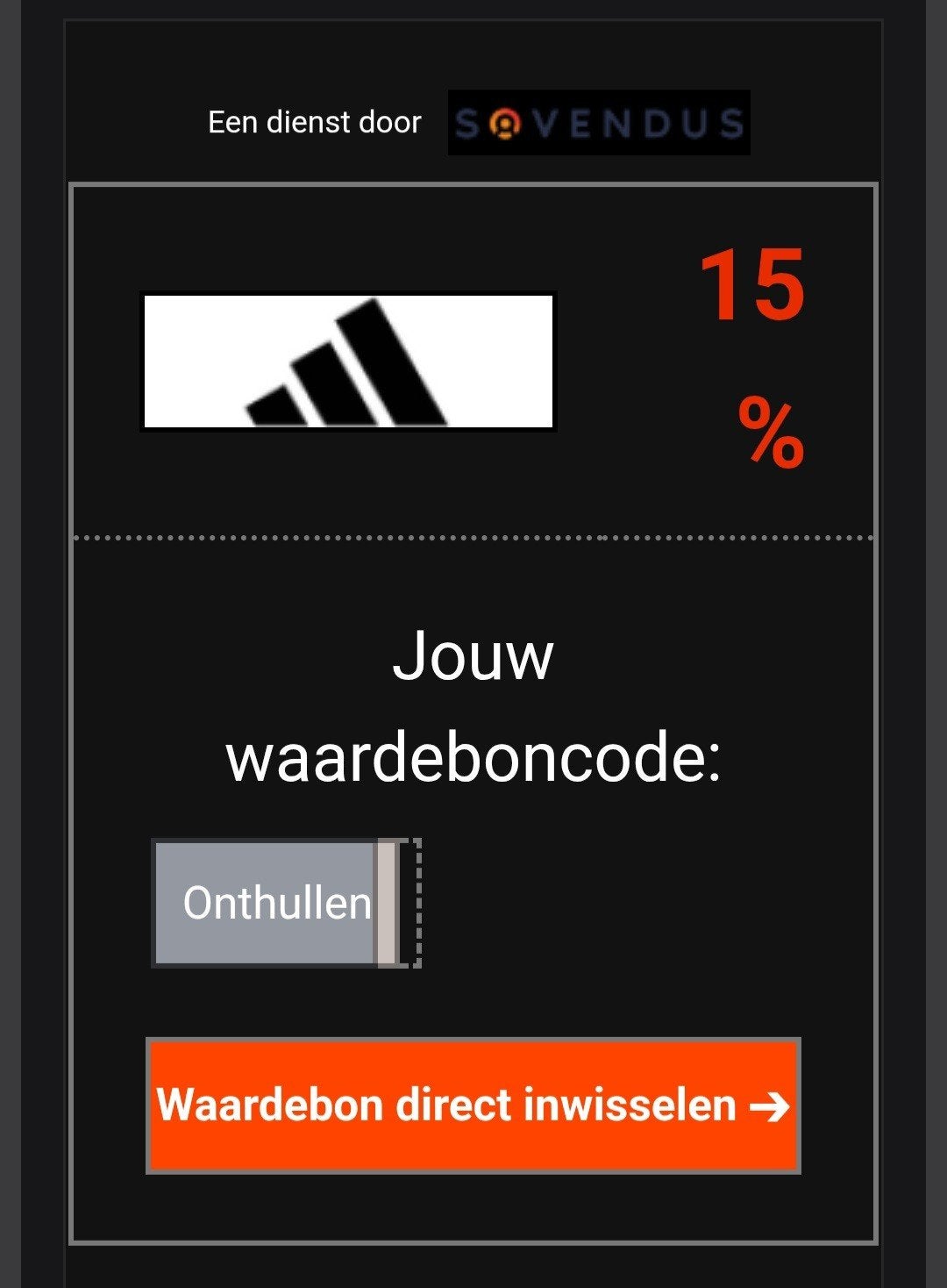 Adidas 15%  korting voucher, Tickets en Kaartjes, Kortingsbon