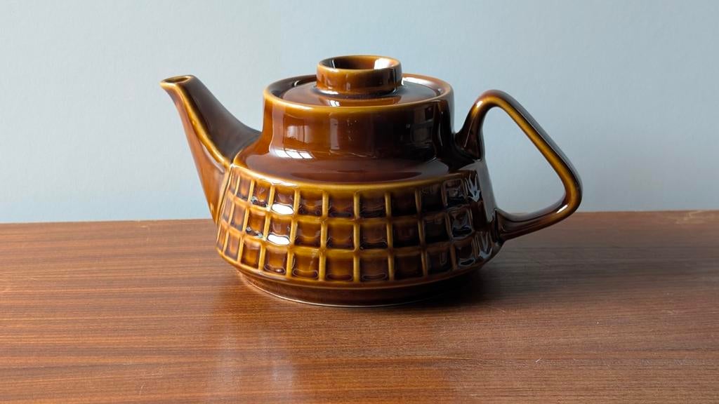 Vintage West Germany theepot bruin keramiek, Ophalen, Keramiek, Overige typen, Zo goed als nieuw