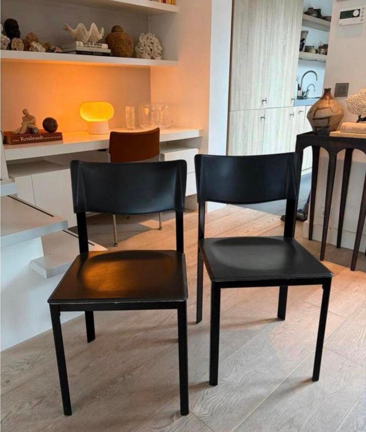 4x Vintage eetkamerstoel Italiaans design/zwart leer staal, Ophalen of Verzenden