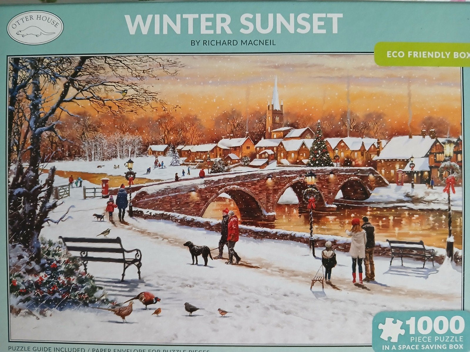 Otter House Winter Sunset Legpuzzel 1000 stukjes, Ophalen of Verzenden, 500 t/m 1500 stukjes, Zo goed als nieuw, Legpuzzel