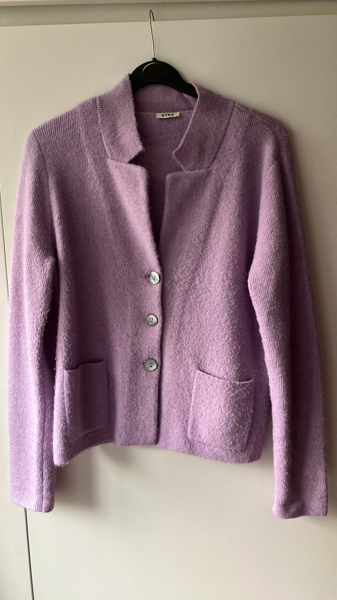 Kyra. Lila vest met kraag. Wolmix. Maat L/ XL, Kleding | Dames, Paars, Maat 42/44 (L), Ophalen of Verzenden, Zo goed als nieuw