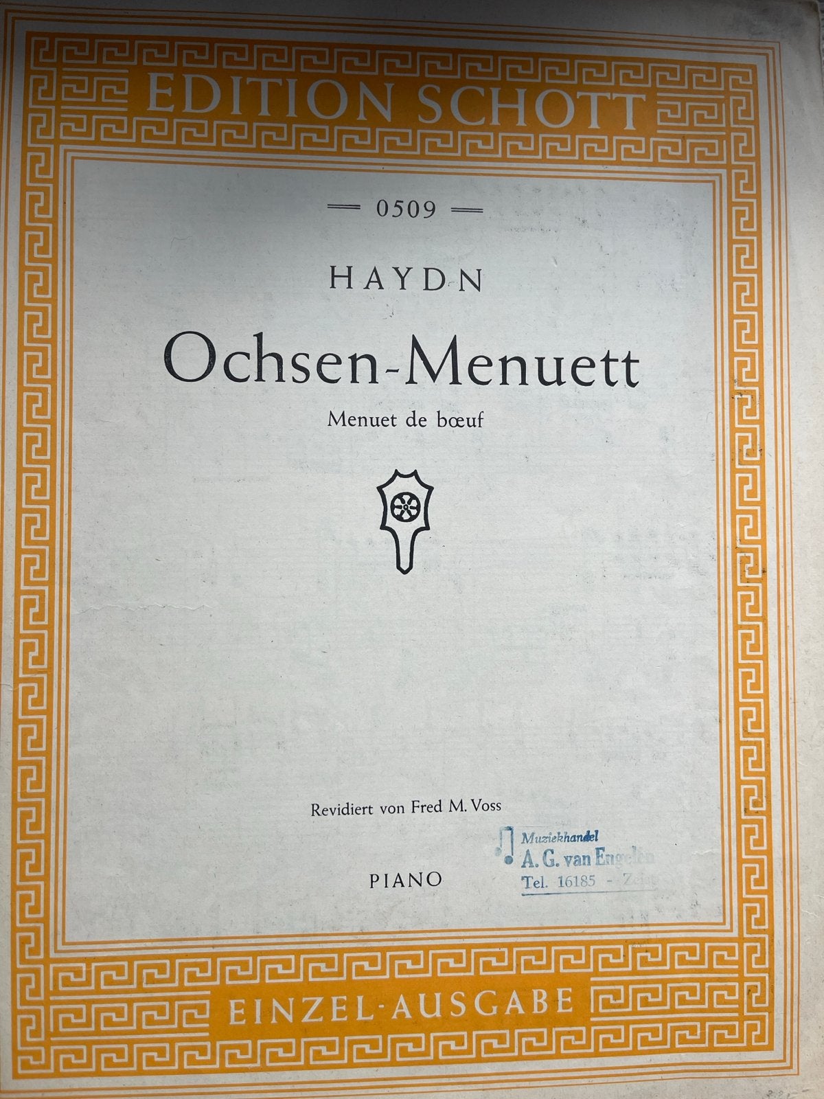 Haydn - Ochsen-Menuett (Menuet de boeuf) - Pianomuziek, Gebruikt, Klassiek, Ophalen of Verzenden, Artiest of Componist