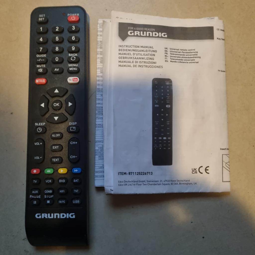 Grundig afstandsbediening met handleiding, Ophalen of Verzenden, Zo goed als nieuw, Origineel, Tv