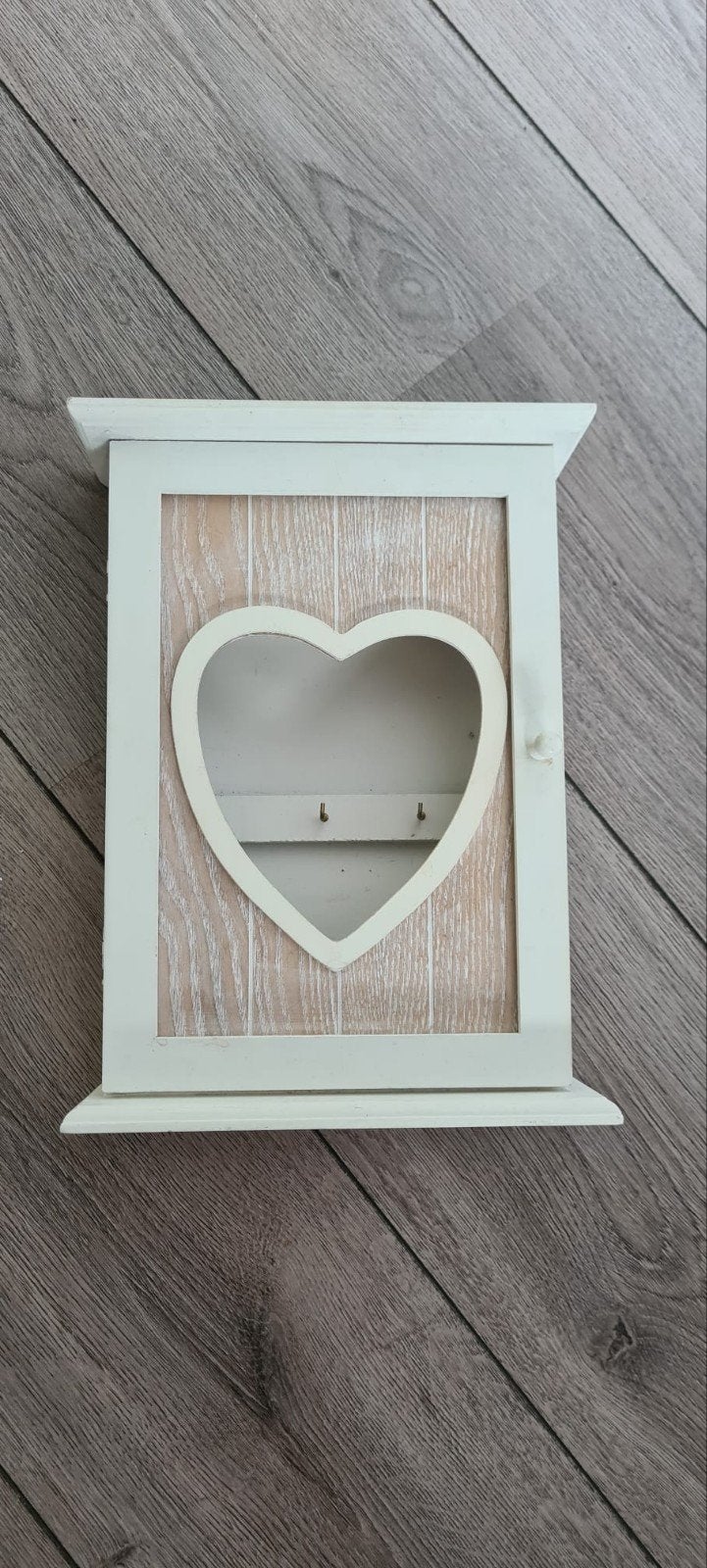Sleutelkastje met hart - Wit hout, Ophalen of Verzenden, Gebruikt, Wit, Hout
