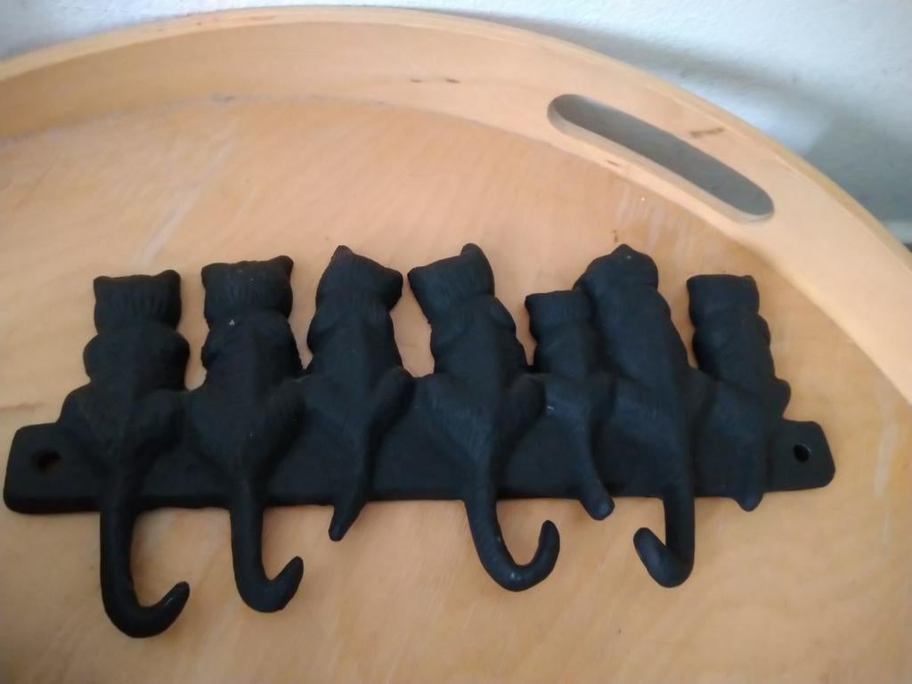 Gietijzeren katten kapstokje, Ophalen of Verzenden, Metaal, Wandkapstok, Minder dan 100 cm