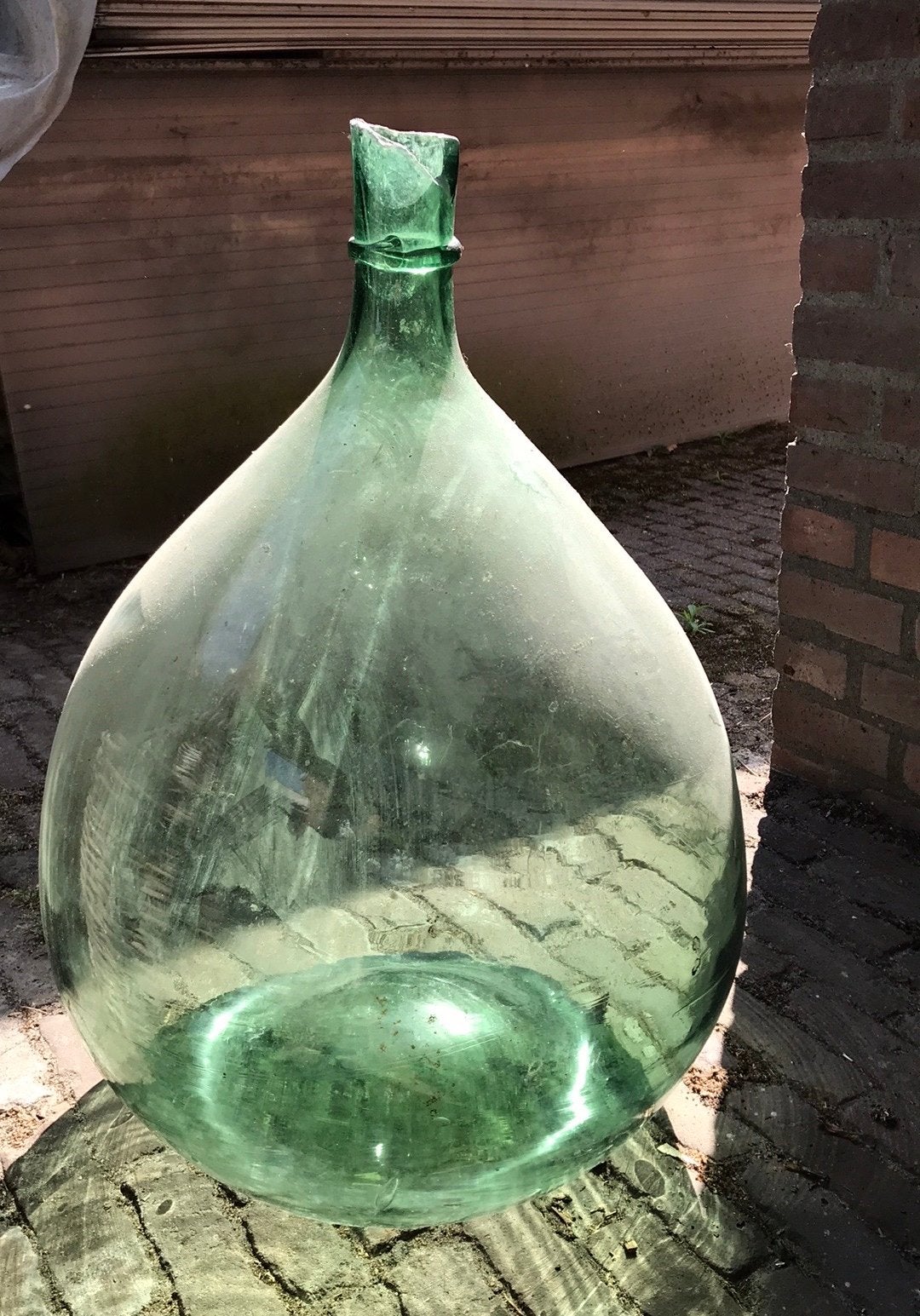 Grote italiaanse groene glazen fles. Wijnfles 60 liter, Ophalen