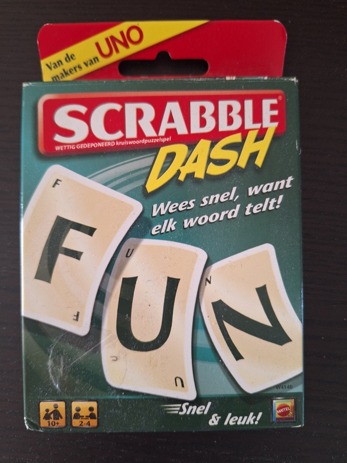 Scrabble Dash Kaartspel - Snel Woordspel van Mattel, Een of twee spelers, Ophalen of Verzenden, Gebruikt, Mattel