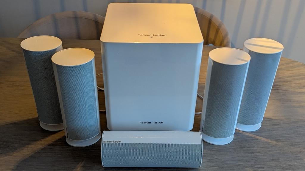Harman Kardon HKTS30 5.1 surround set met HKTS200SUB, Audio, Tv en Foto, Home Cinema-sets, Gebruikt, 70 watt of meer, 5.1-systeem
