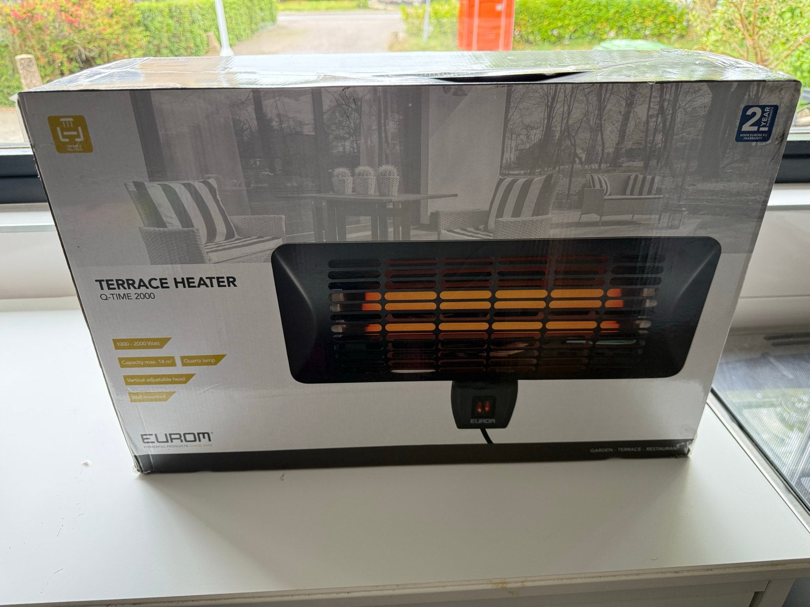 Eurom Q-Time 2000 Elektrische Terrasverwarmer, Ophalen of Verzenden, Nieuw, Elektrisch, Wand