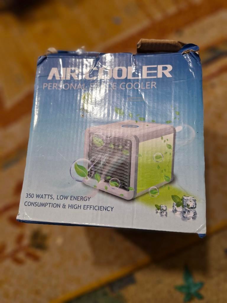 Mini Air Cooler Persoonl. Ruimtekoeler- Compact & Krachtig, Tafel- of Grondventilator, Minder dan 60 m³, Nieuw, 3 snelheden of meer