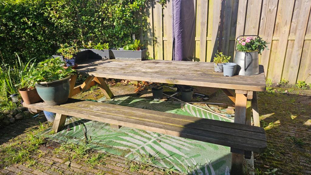 Picknicktafel 250cm, Ophalen, Gebruikt, Rechthoekig, Hout
