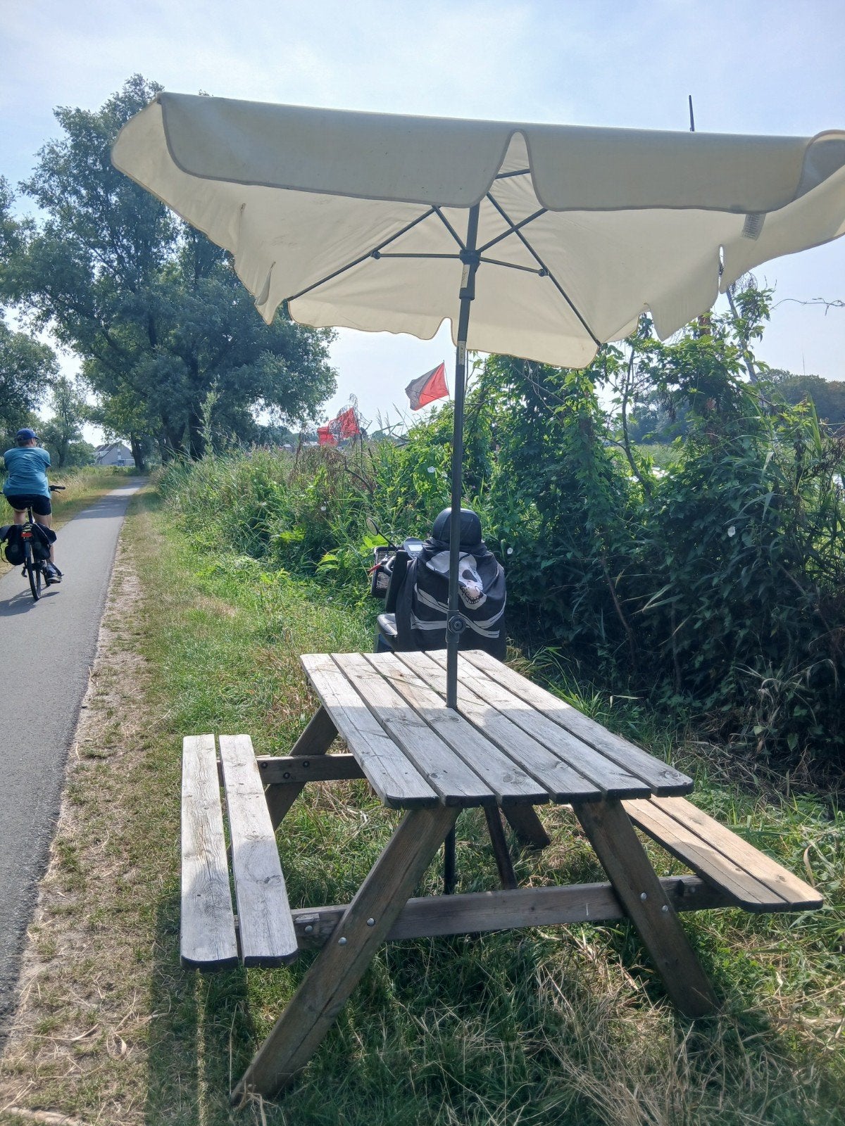 Picknicktafel met parasol, Ophalen of Verzenden, Rechthoekig, Hout
