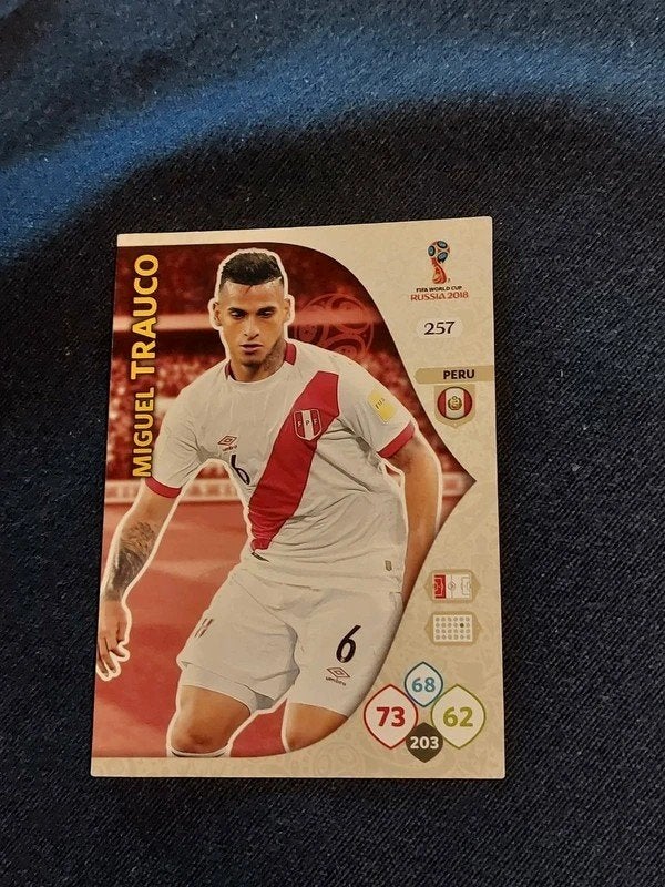 Panini / Voetbalkaart / Miguel Trauco / Peru / WK 2018, Ophalen of Verzenden, Zo goed als nieuw, Buitenlandse clubs, Spelerskaart