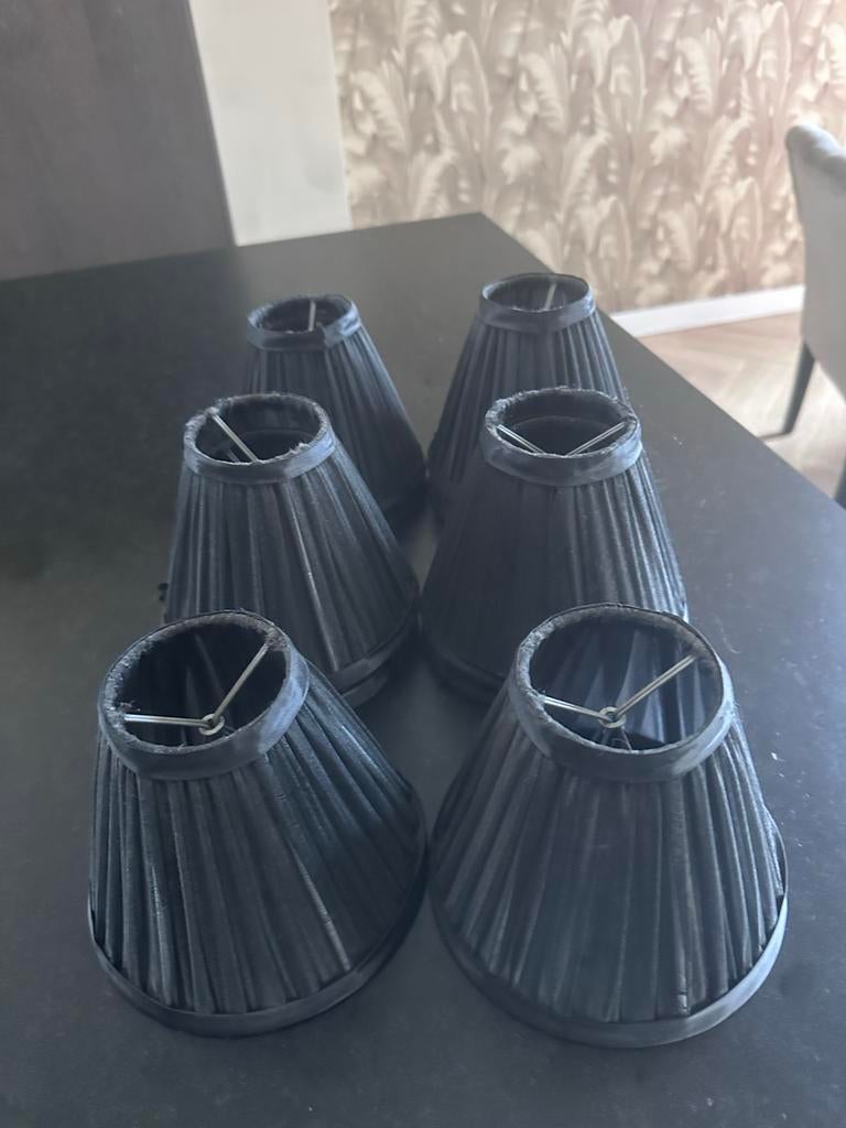 Tien zwarte organza lampenkapjes, Ophalen, Gebruikt, Zwart, Overige vormen