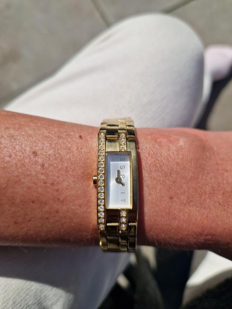 Gouden Esprit dameshorloge, seiko quartz en Casio quartz, Gebruikt, Ophalen of Verzenden, Met strass, Overige materialen