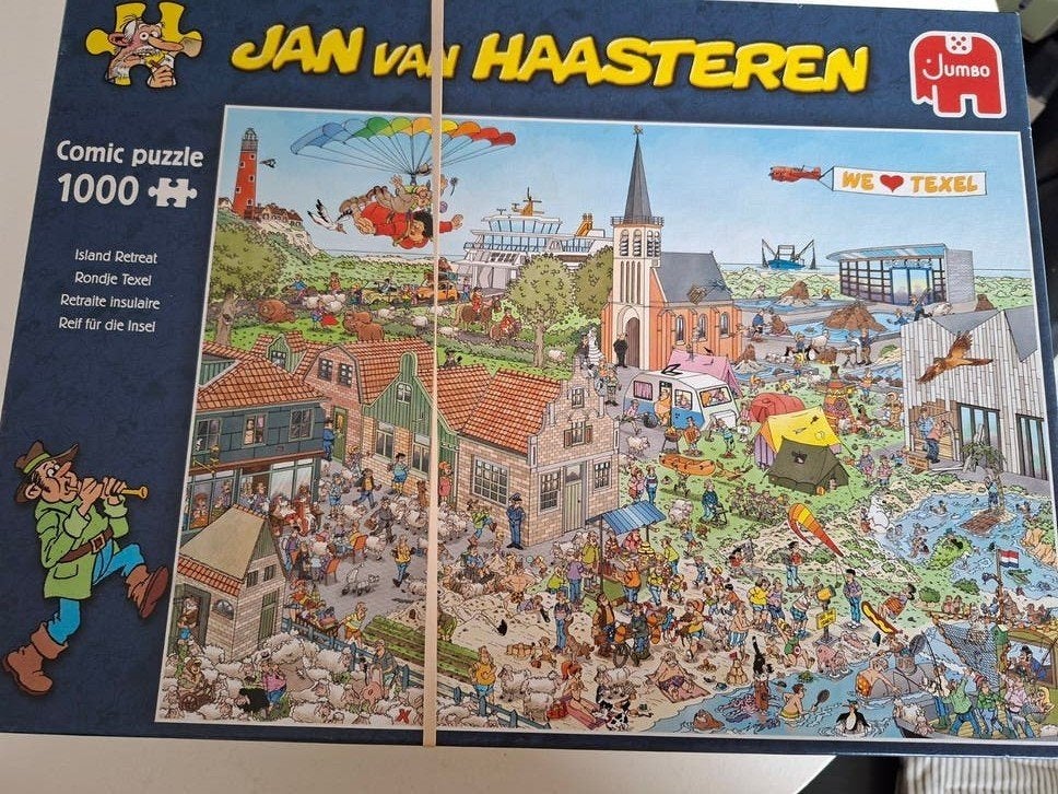 Jan van Haasteren Comic Puzzel - Rondje Texel 1000 stukjes, Ophalen of Verzenden, 500 t/m 1500 stukjes, Gebruikt, Legpuzzel