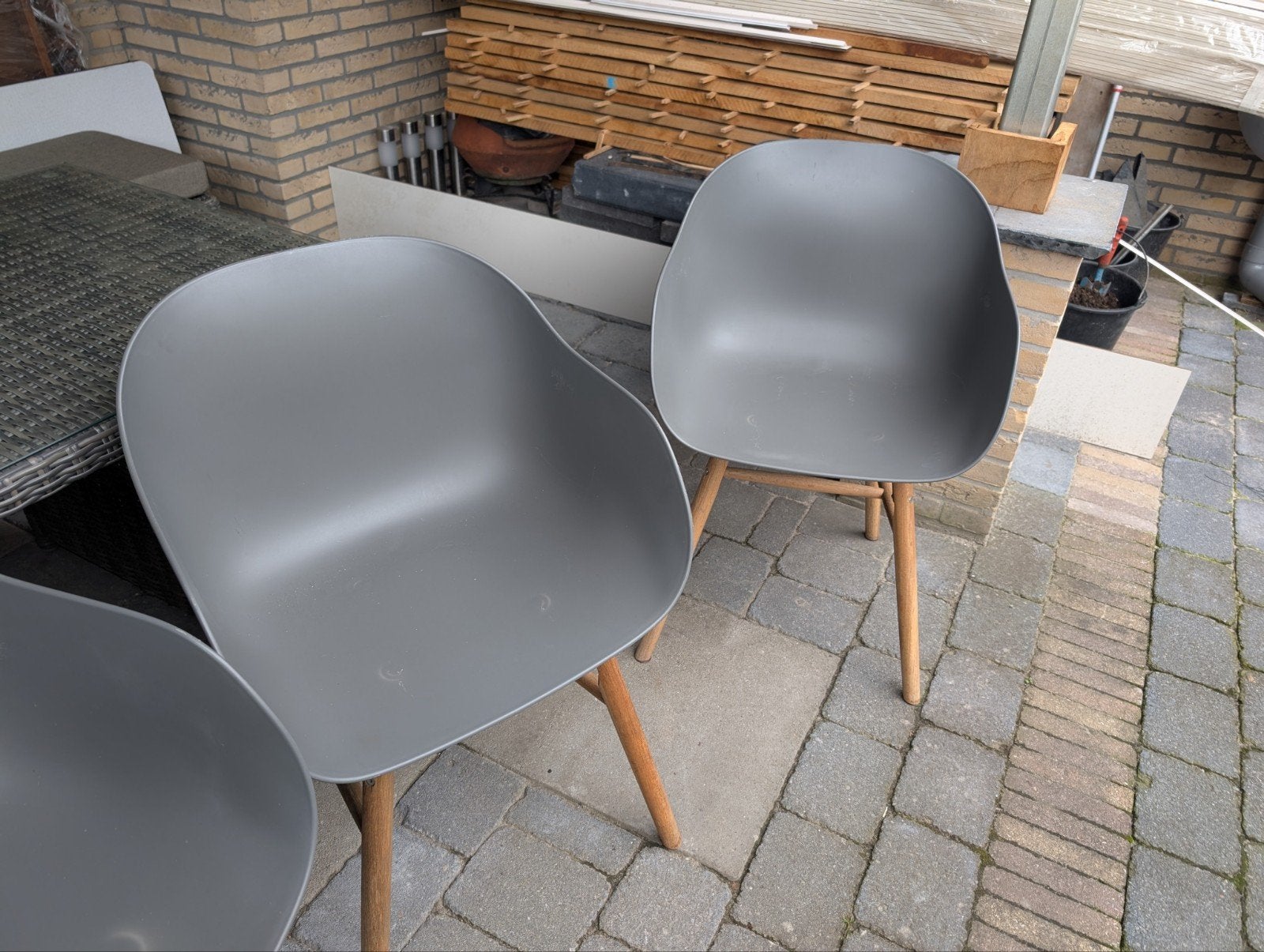 4 stuks Mooie kuip tuinstoelen, Ophalen, Gebruikt, Kunststof