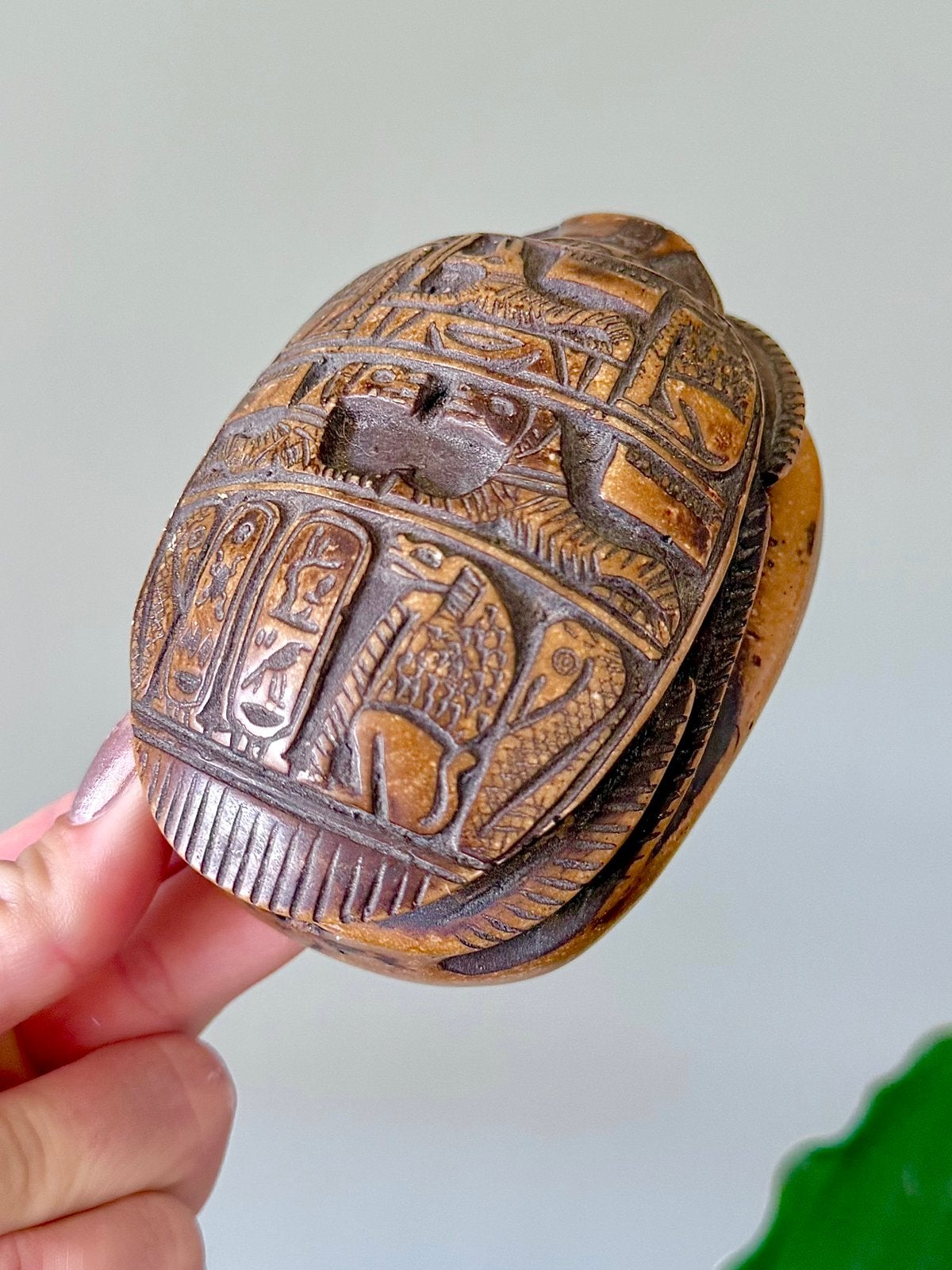 Vintage Egyptische scarabee beeldje wedergeboorte, Ophalen of Verzenden, Gebruikt, Religie