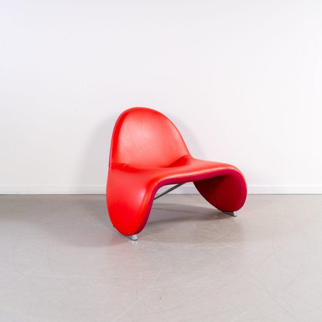Leolux Sella Fauteuil Rood/Roze Leer, Huis en Inrichting, Fauteuils, Niet ingevuld, Zo goed als nieuw, Niet ingevuld, Niet ingevuld