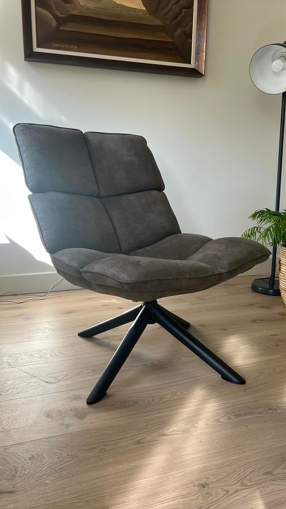 Stijlvolle draaibare  fauteuil – olijfgroen, Ophalen, Zo goed als nieuw, 75 tot 100 cm, 50 tot 75 cm