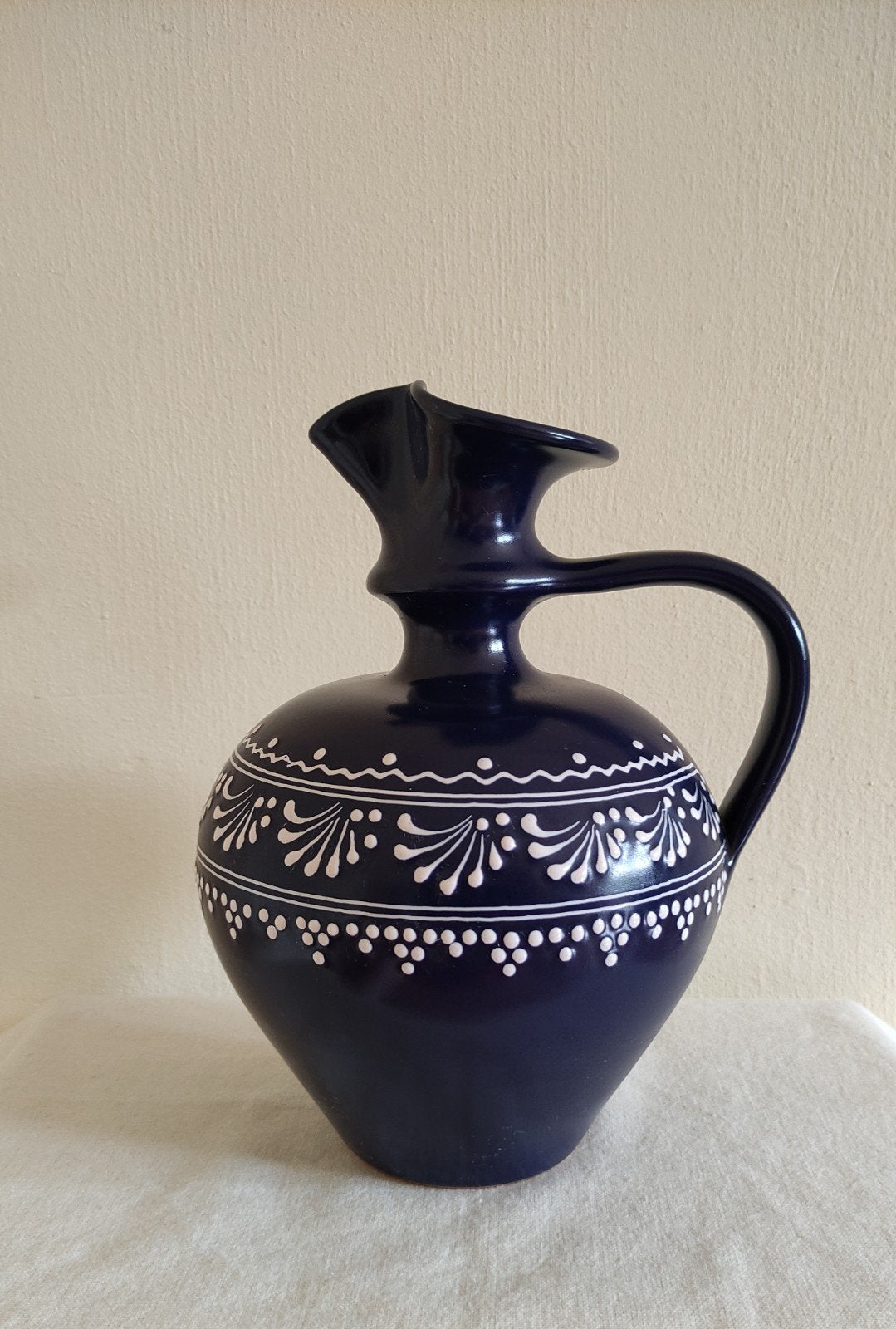 Vintage Hongaarse handgemaakte kruik diepblauw, Ophalen of Verzenden, Zo goed als nieuw