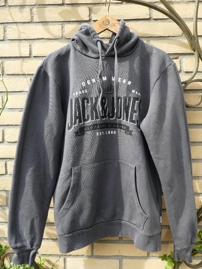 Mooie zgan sweater hoodie Jack & Jones grijs M, Kleding | Heren, Truien en Vesten, Zo goed als nieuw, Maat 48/50 (M), Grijs, Ophalen of Verzenden