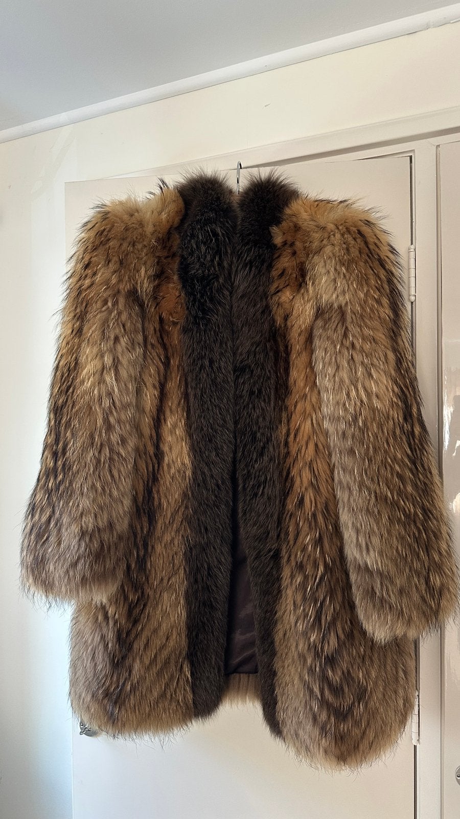 Vintage Raccoon bontjas met Fox trim, Verzenden, Zo goed als nieuw, Maat 46/48 (XL) of groter, Bruin