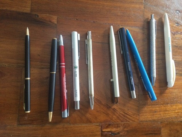 diverse pennen stuks met opschrift prijs voor alle 15, Overige merken, Ophalen of Verzenden, Zo goed als nieuw, Met reclame