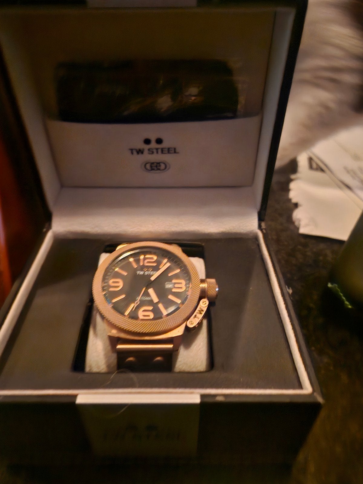 Tw steelhorloge met watchwinder, Ophalen of Verzenden, Zo goed als nieuw, Leer, Overige merken