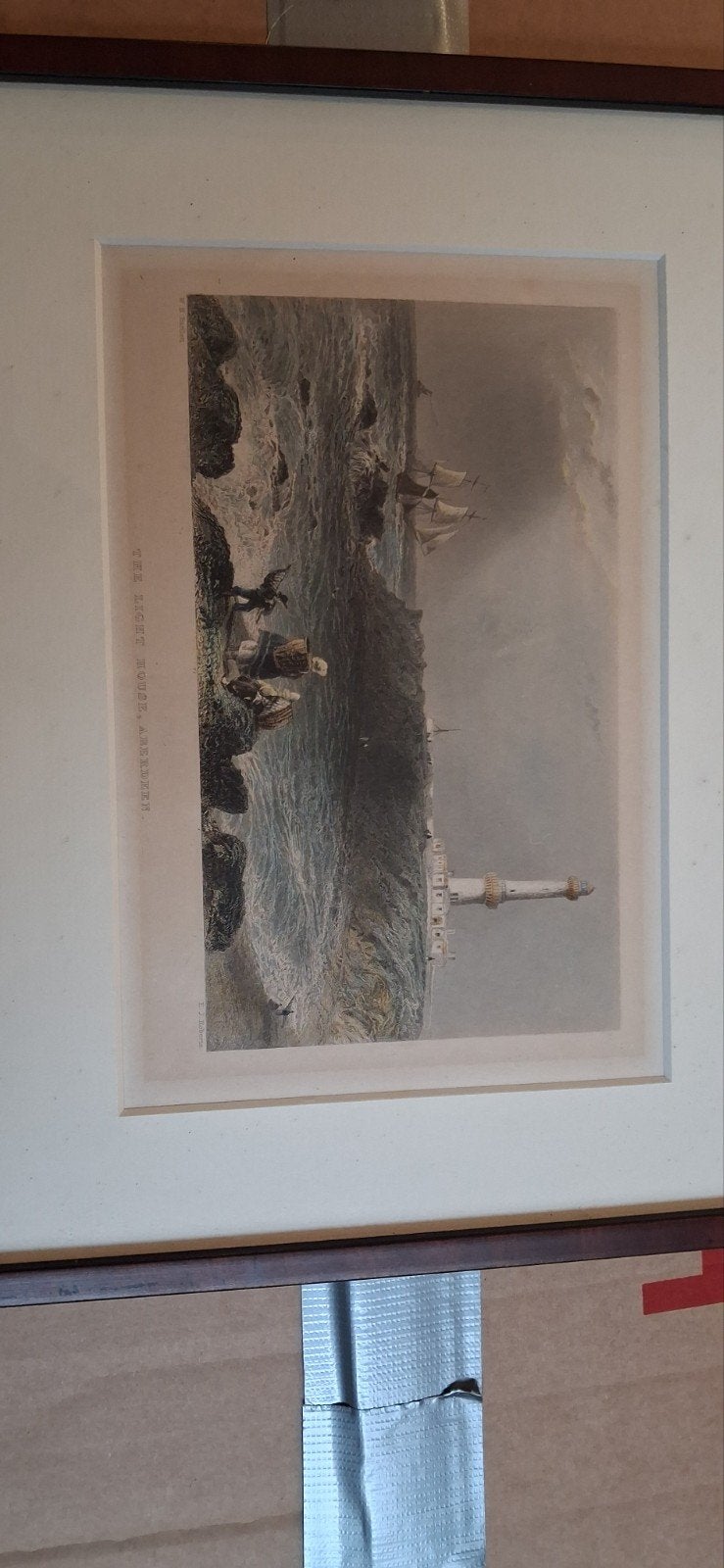 Antieke Gravure 'The Light House, Aberdeen' W.H. Bartlet, 1800 - 1899, Met tekst, Ophalen of Verzenden, Gravure