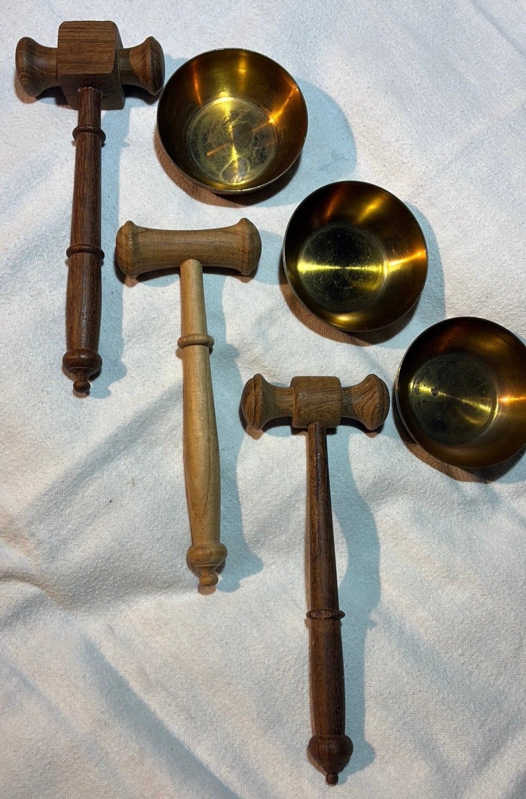 3 x mini koperen klankschaaltjes met klopper, pr.p.stuk, Overige soorten, Ophalen of Verzenden, Zo goed als nieuw, X