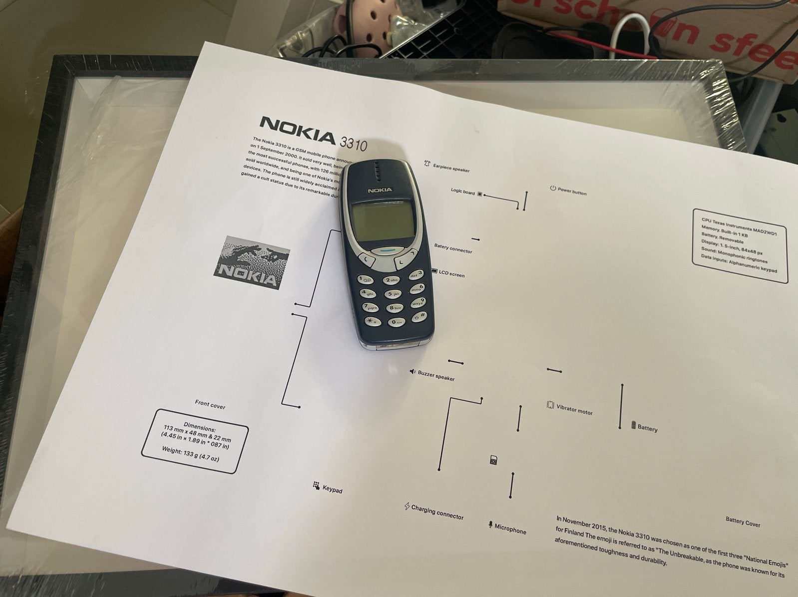 Showcase nokia 3310, Gebruikt, Geen camera, Zwart, Fysiek toetsenbord
