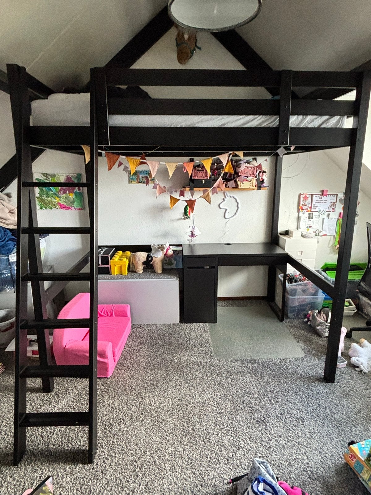 IKEA Stora Hoogslaper - Zwart, Ophalen, Gebruikt, Hoogslaper, Tweepersoons