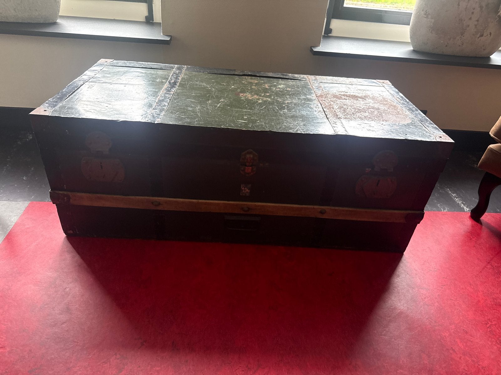 Vintage Koffer/Kist - Groen met Roestdetails, Ophalen of Verzenden