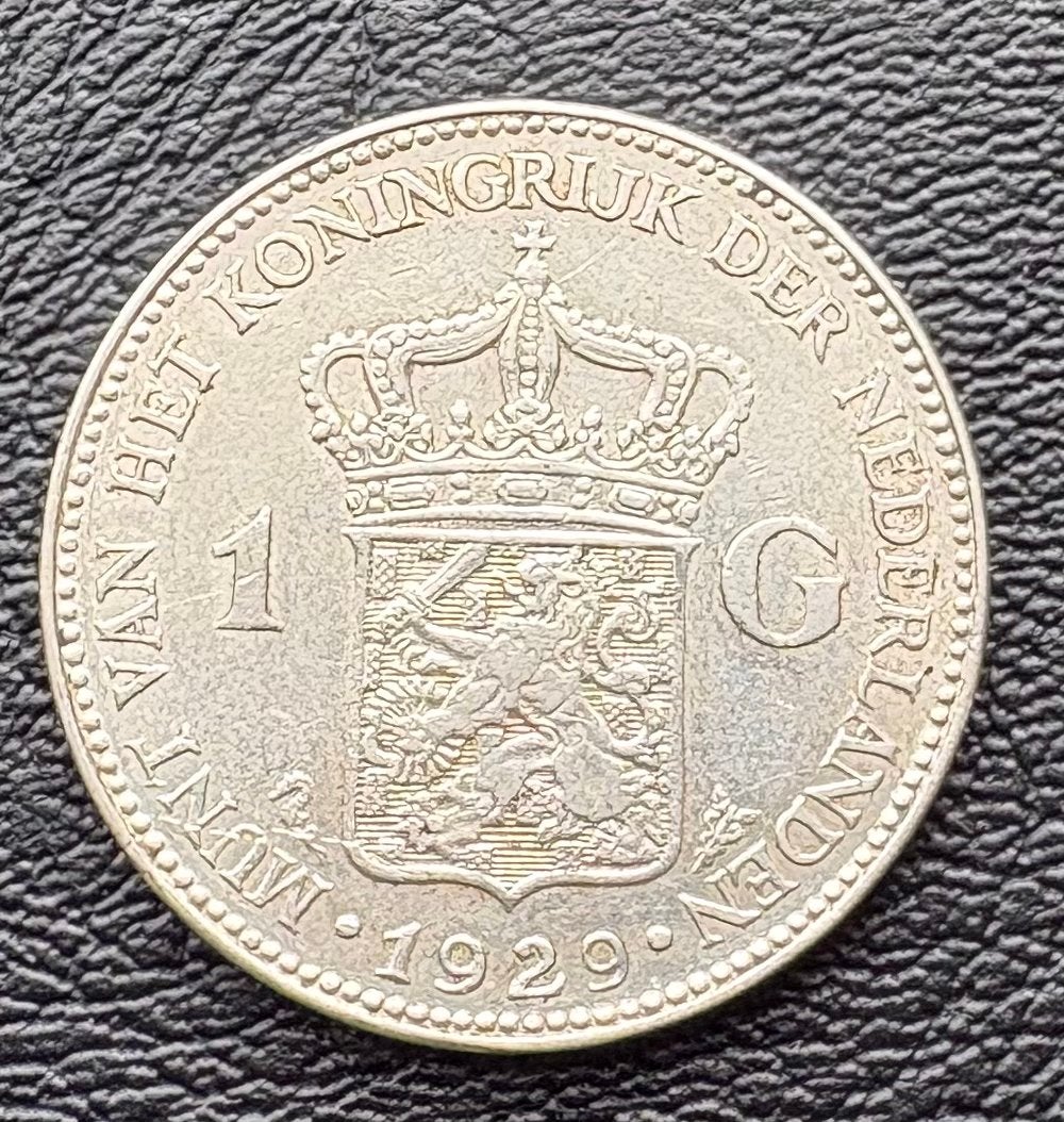 1 Gulden 1929 Koningin Wilhelmina Zilveren Munt, 1 gulden, Zilver, Ophalen of Verzenden, Koningin Wilhelmina