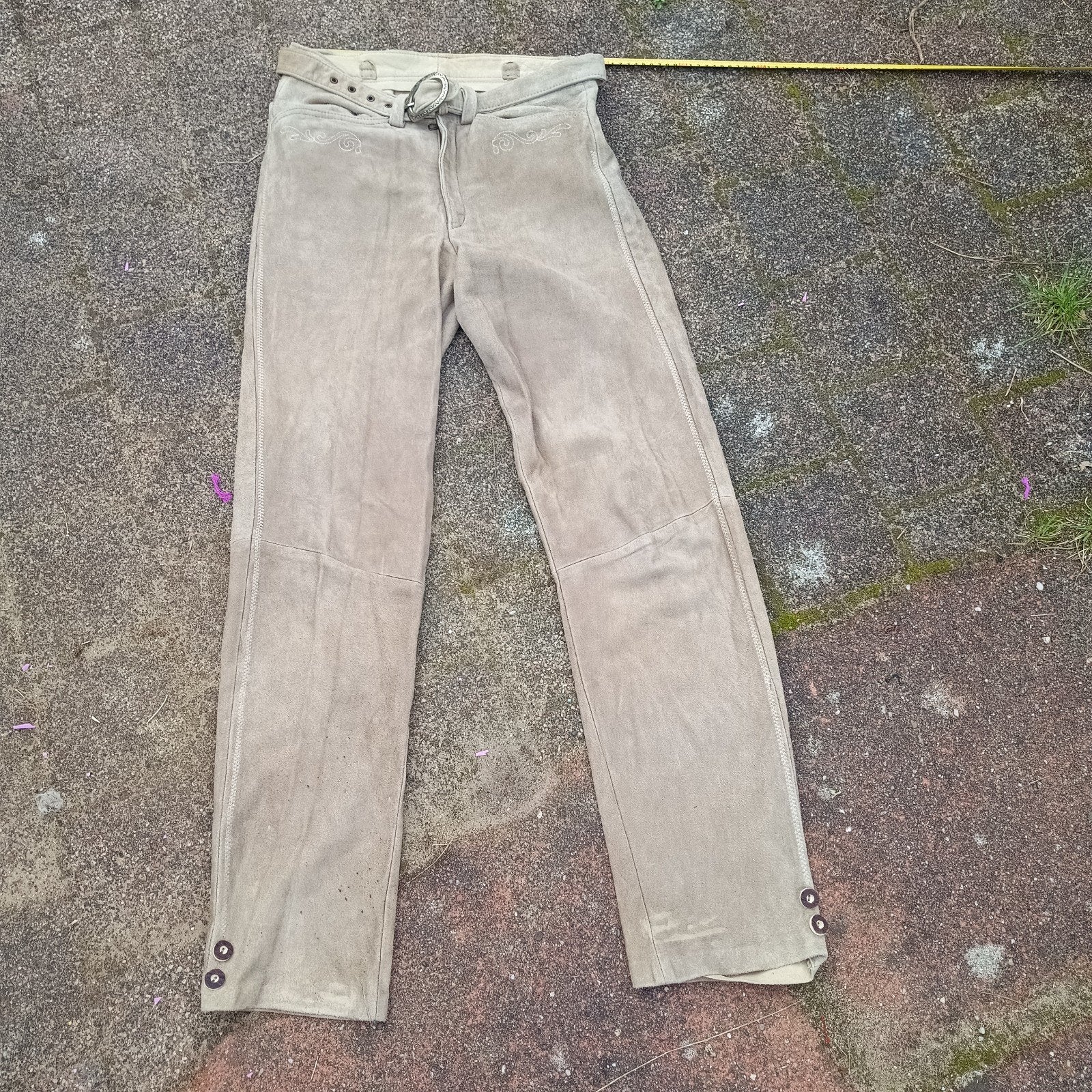 Lederhose 46 48 S/M echt leer lang vintage Oktoberfest, Ophalen of Verzenden, Gedragen, Overige thema's