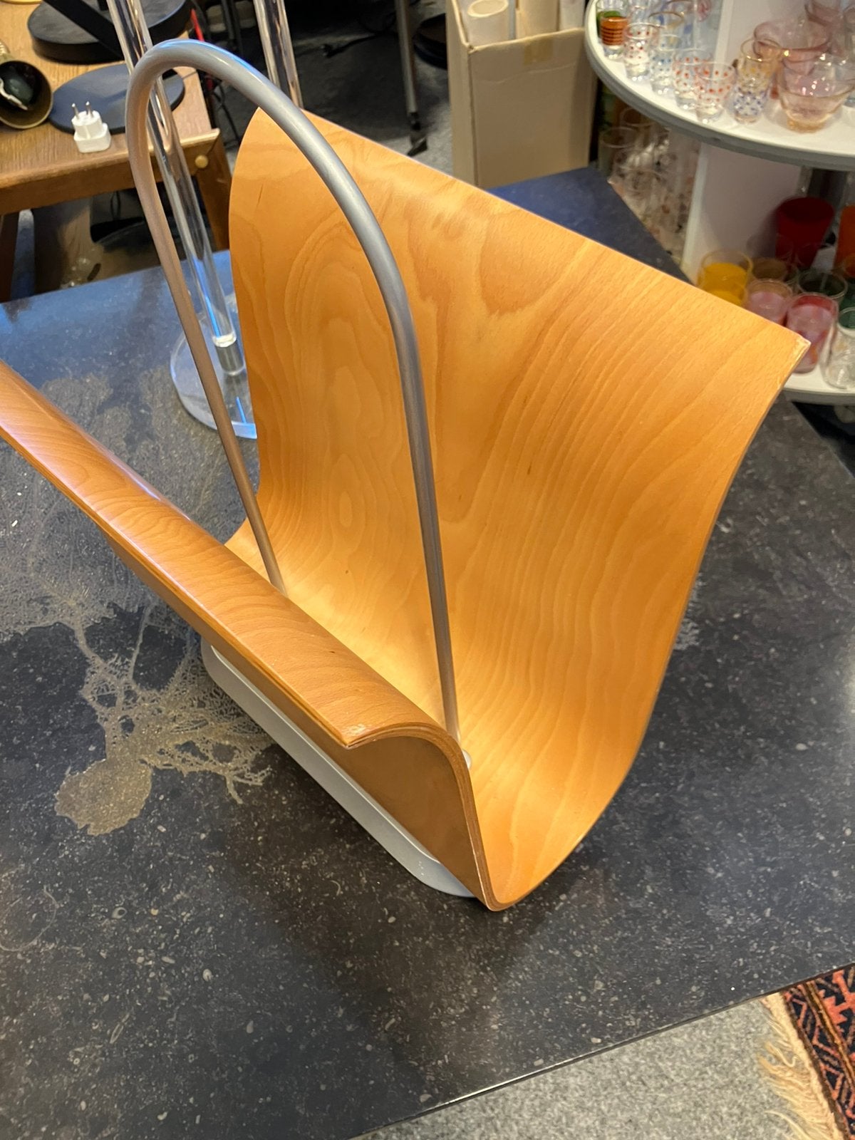 Vintage gebogen plywood lectuurbak, Ophalen, Zo goed als nieuw
