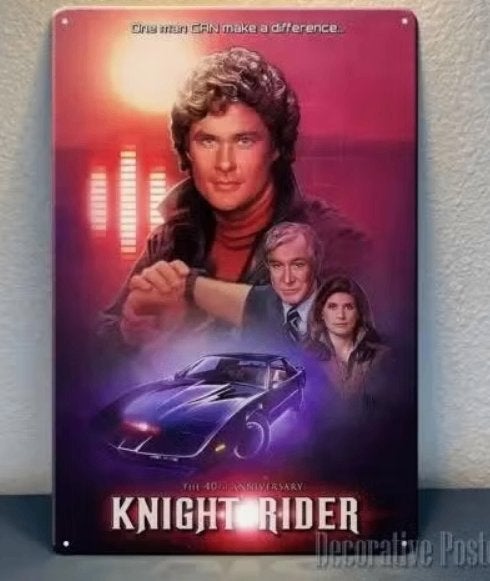 Vintage metalen bordje Knight Rider (30x20cm), Ophalen of Verzenden, Nieuw, Reclamebord
