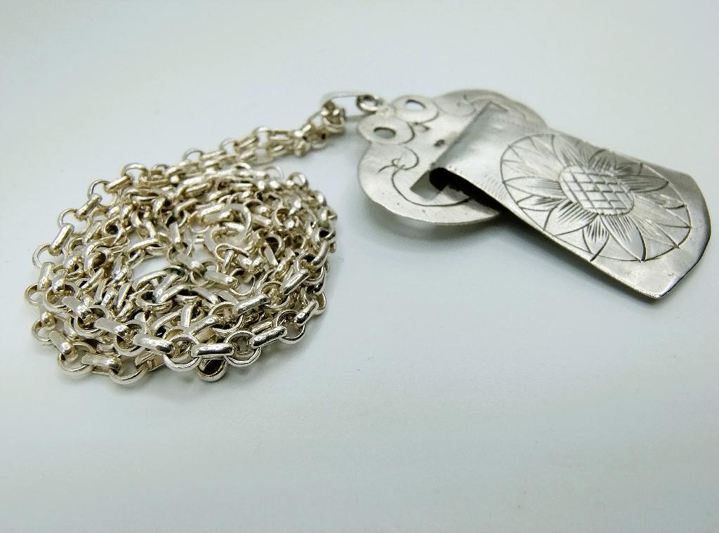 Zilveren jasseronketting met faalje haak hanger, 50,5 cm