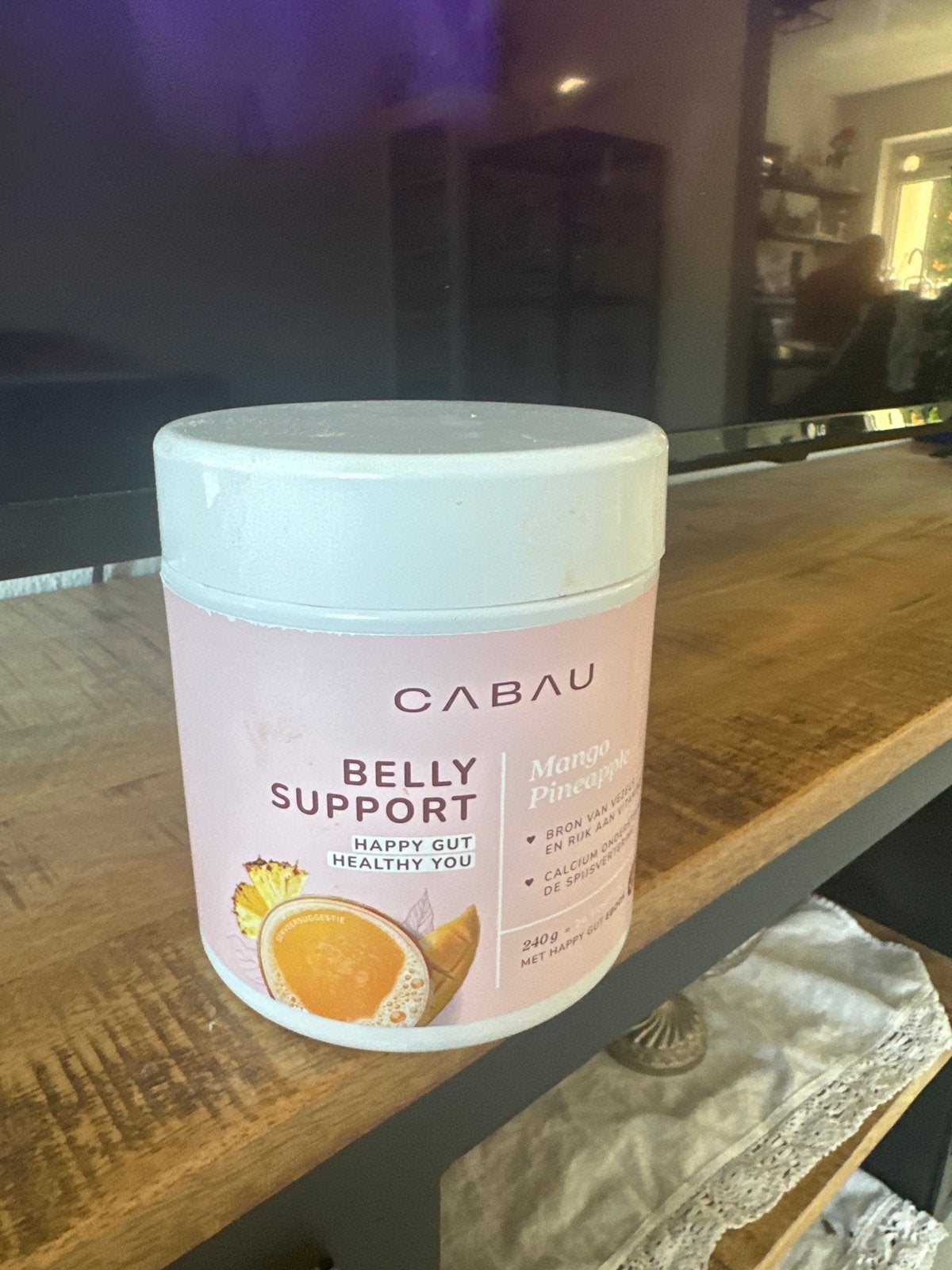 Cabau Belly Support Mango Pineapple 240g, Ophalen of Verzenden, Zo goed als nieuw, Poeder of Drank
