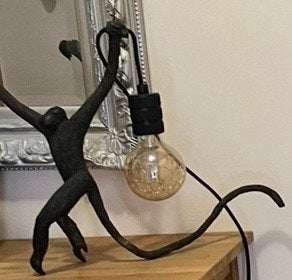 Aap lamp - Tafellamp - Zwart - Vintage stijl, Ophalen, Overige merken, Kunststof, Zwart