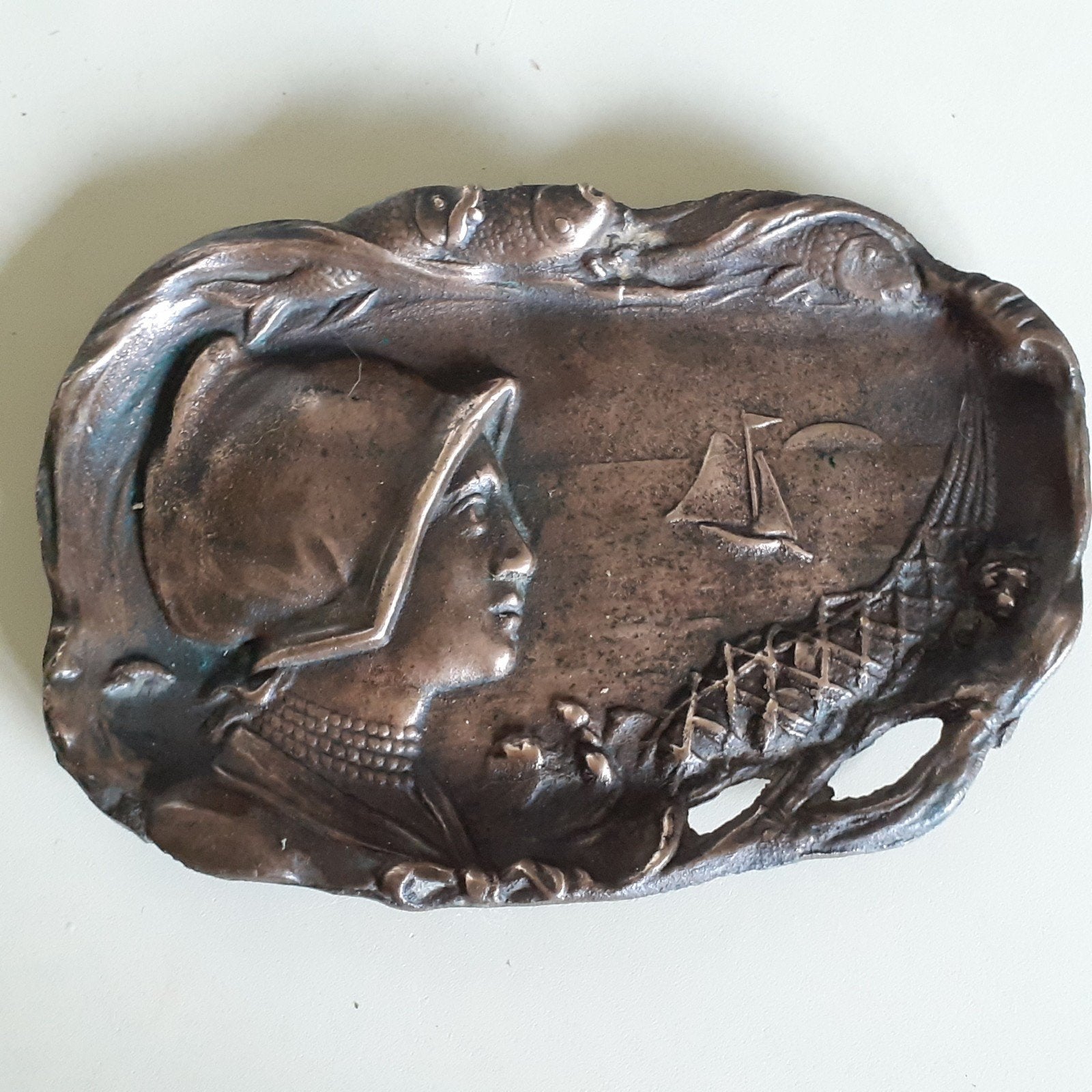 Art Nouveau vide poche van brons, Ophalen of Verzenden
