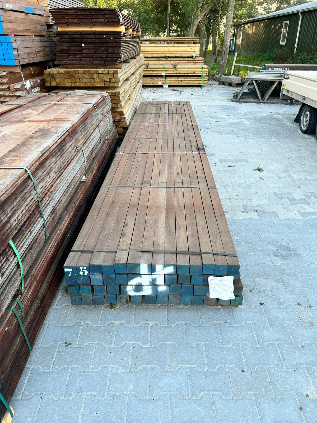 Azobe hardhouten palen 70x70 mm gepunt, Palen, Nieuw, Ophalen of Verzenden, Hardhout